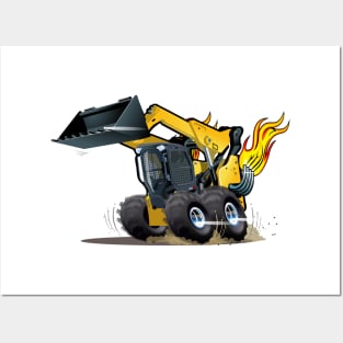 Cartoon Crazy Skid Steer Posters and Art